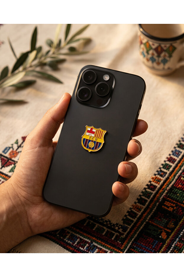 Barcelona Metal Phone Sticker – 3D Embossed Logo, Premium Quality Phone Back Decoration