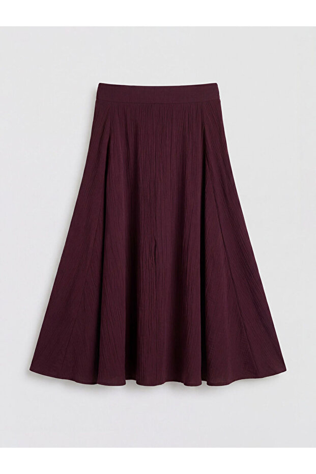 Sparkling Choices by Shining Store Textured Flared Skirt with Waist Drawstring