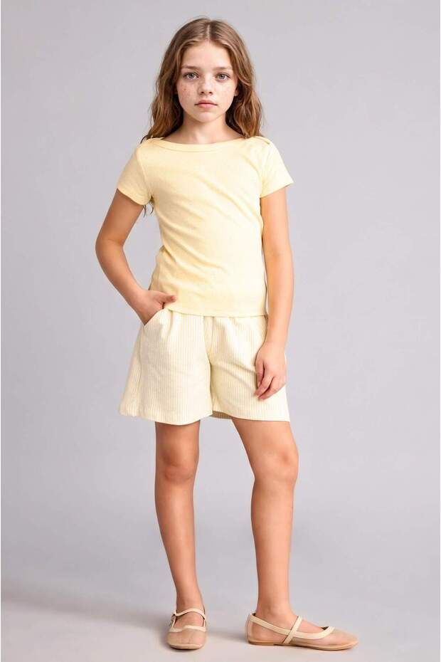 100% Cotton Elastic Waist Shorts for Girls H4094A826Hs