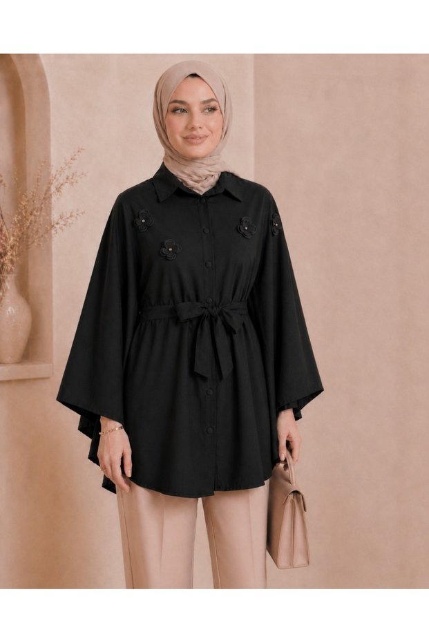 معطف بزهور وأزرار