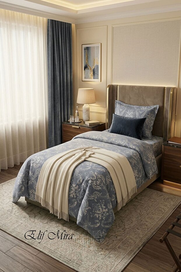 Single Duvet Cover Set with Elastic Sheet Cotton Vintage