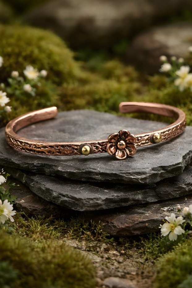 Copper Pure Flower Model Women's Bracelet Adjustable Genuine Pure Copper
