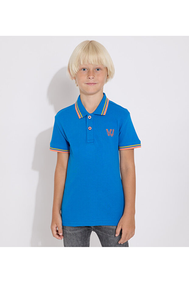 Junior Boys Solid -Polo T-shirt - Royal Blue
