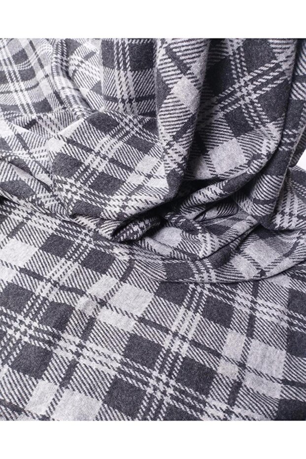 Gray Black Plaid Jacquard Knitted Fabric Soft Flexible Draping Fabric for Dresses & Blouses 140X280Cm