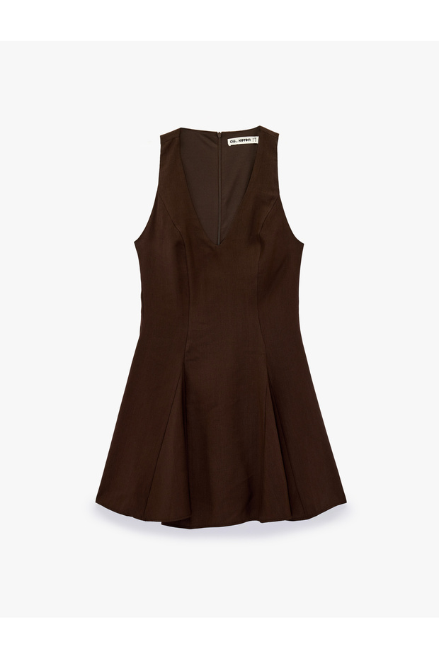 Slim Fit V-Neck Sleeveless Flounce Mini A-Line Dress