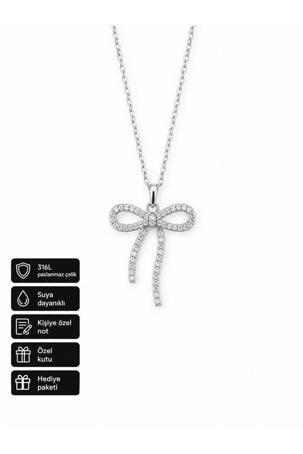 Bow Figured Women's Necklace 316L Stainless Steel Luminous Gift