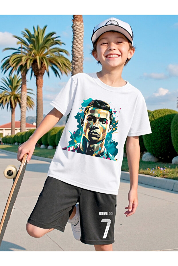 Ronaldo Printed Boys' Shorts Set