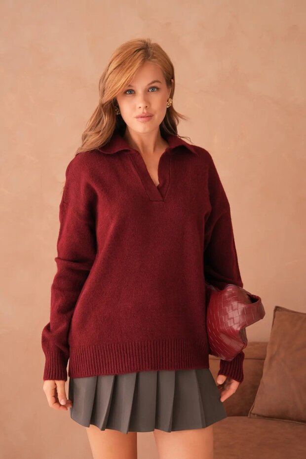 Women's Polo Neck Oversize Knitwear Sweater