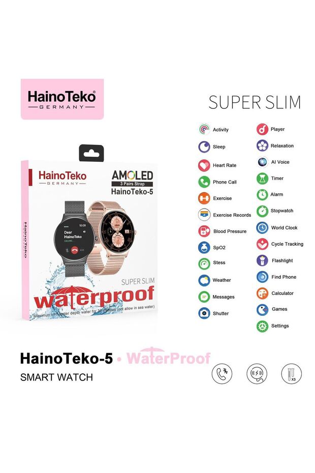 Haino Teko-5 Super Slim Smart Watch Waterproof