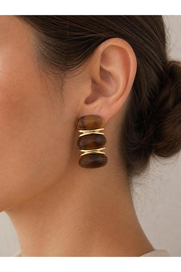 Brown Vintage Stone Earrings