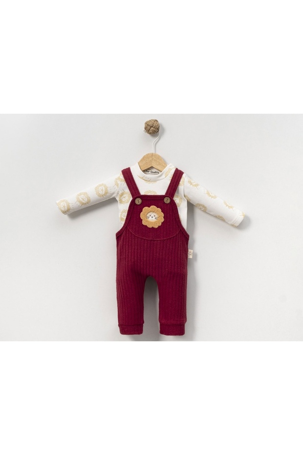Lion Embroidered Long Sleeve Baby Boy Salopet Set