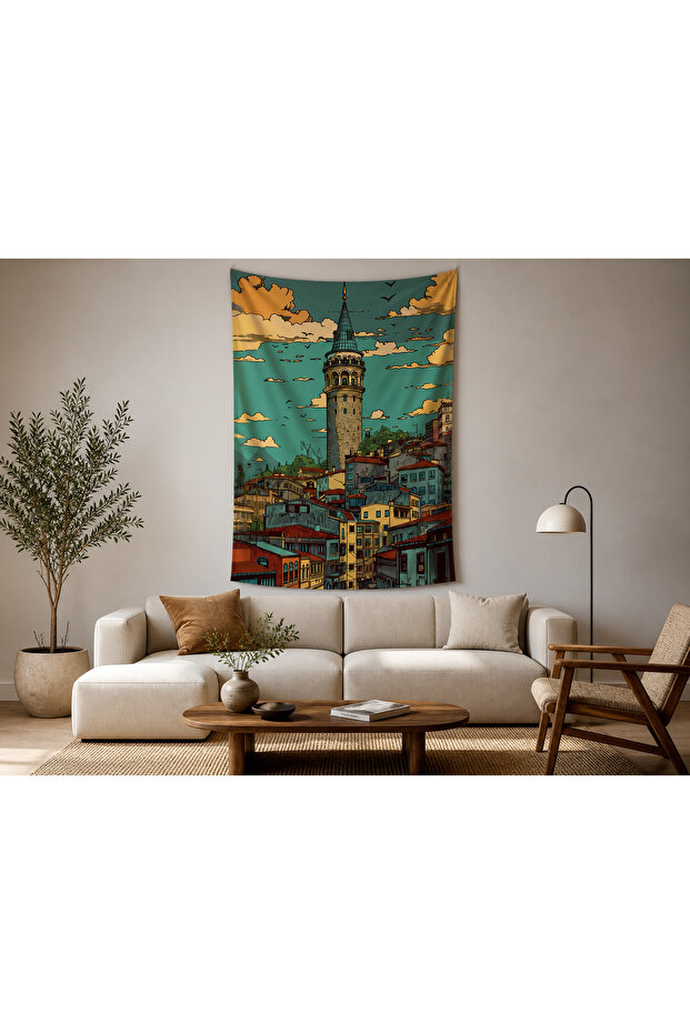 Istanbul Landscape Themed Wall Covering Quality Fabric