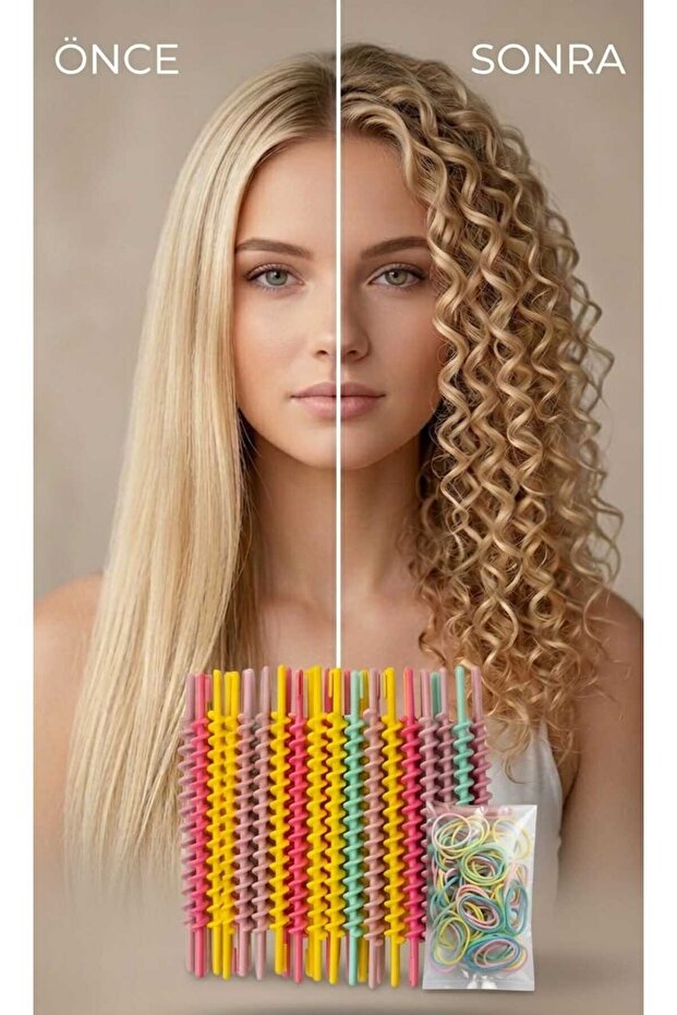 invictus design Kadın Isısız Saç Şekillendirme Afro Sert Spiral Çubuk Bukle Seti Perma Lastik Toka Hediyeli