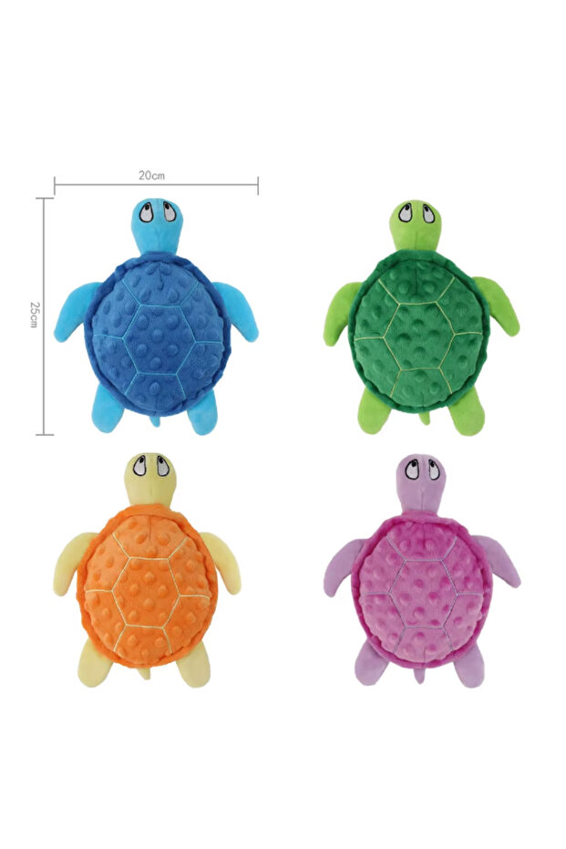Squeaky Plush Turtle Pet Toy - 4