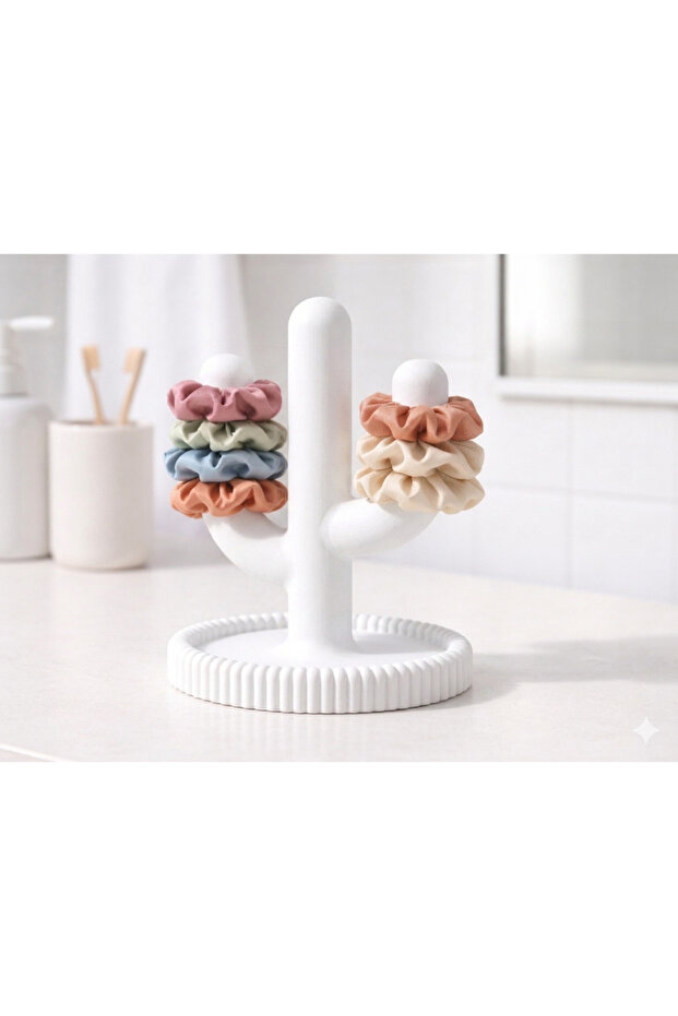 Cactus Shaped White Hairpin Stand, 18 cm Cactus Hairpin Holder