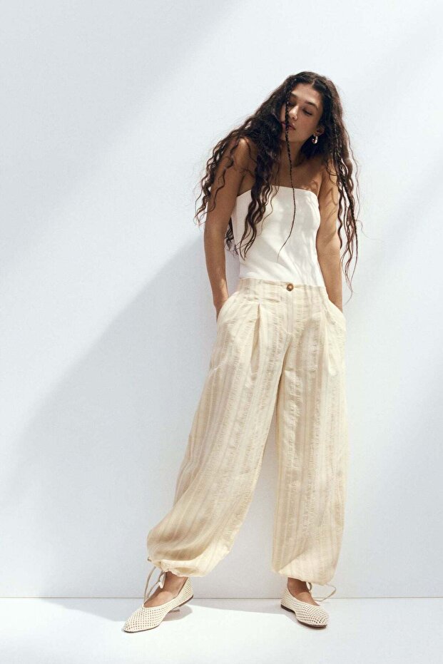 Drawstring-detail balloon trousers
