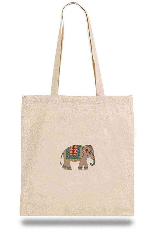 Cloth Bag Gray And Colorful Elephant Art Indian Elephant