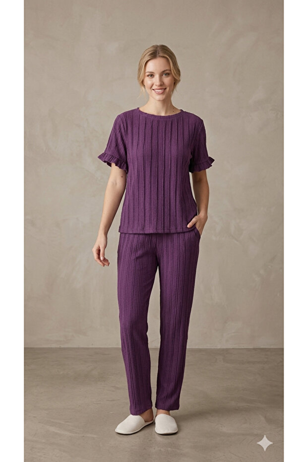 Short Sleeve Ruffle Pajama Set