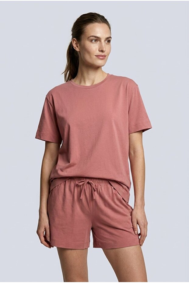 Women's 100% Cotton Shorts Pajama Set Dusty Rose