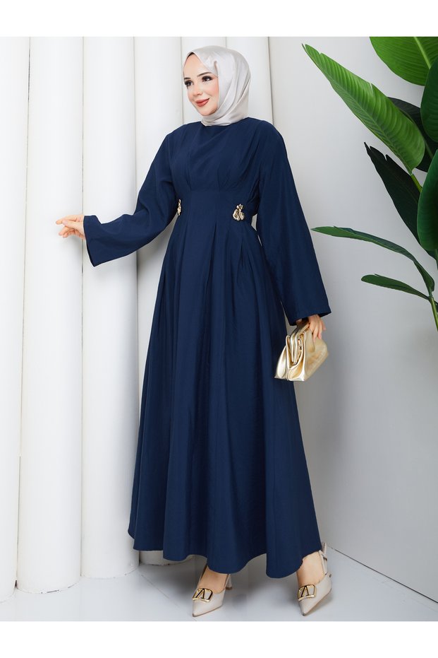 Pens Accessory Belt Detailed Hijab Dress Rc6051