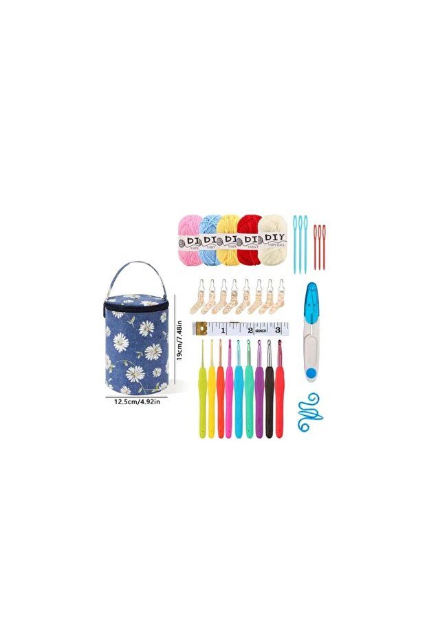 Crochet Knitting Set – Colorful Yarns and Ergonomic Crochet Hooks - Complete Handcraft Kit – Beginner and H