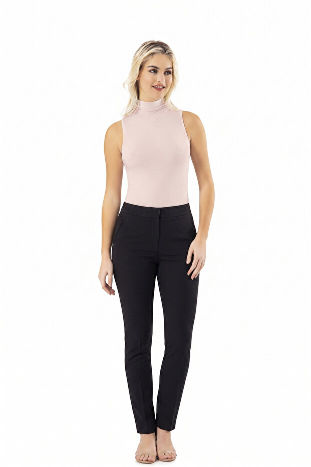 Powder Modal Turtleneck Sleeveless Basic Blouse - 2