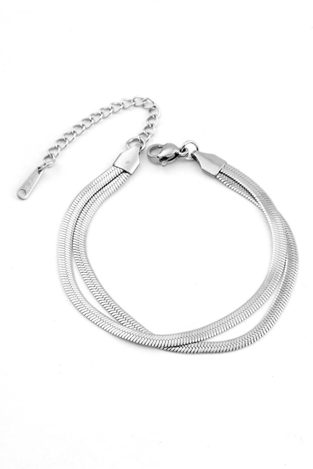 316 L Stainless Steel Silver 2-Piece Italian Bracelet
