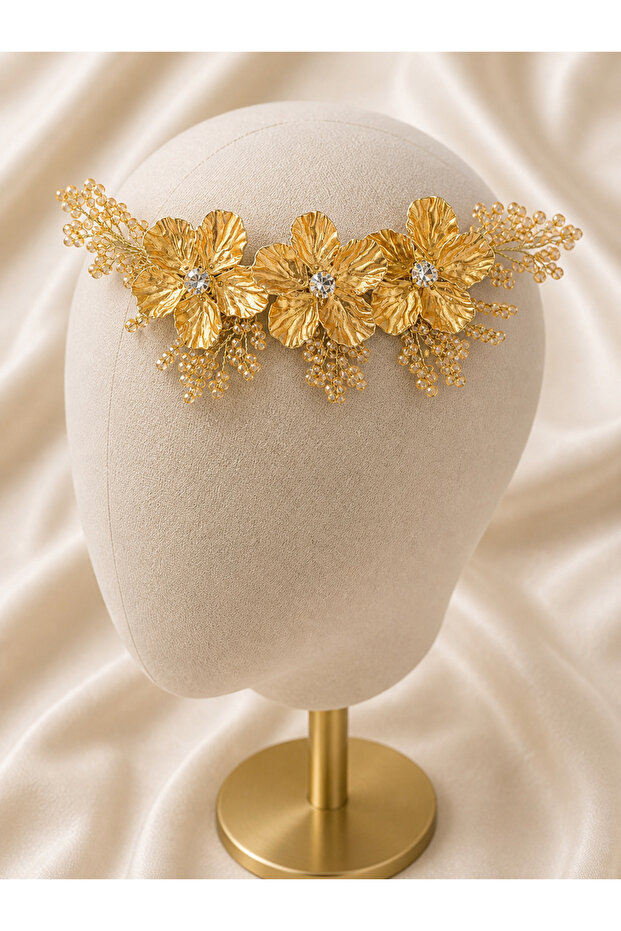 Gold Bridal Accessory with Flowers Bridal Accessory