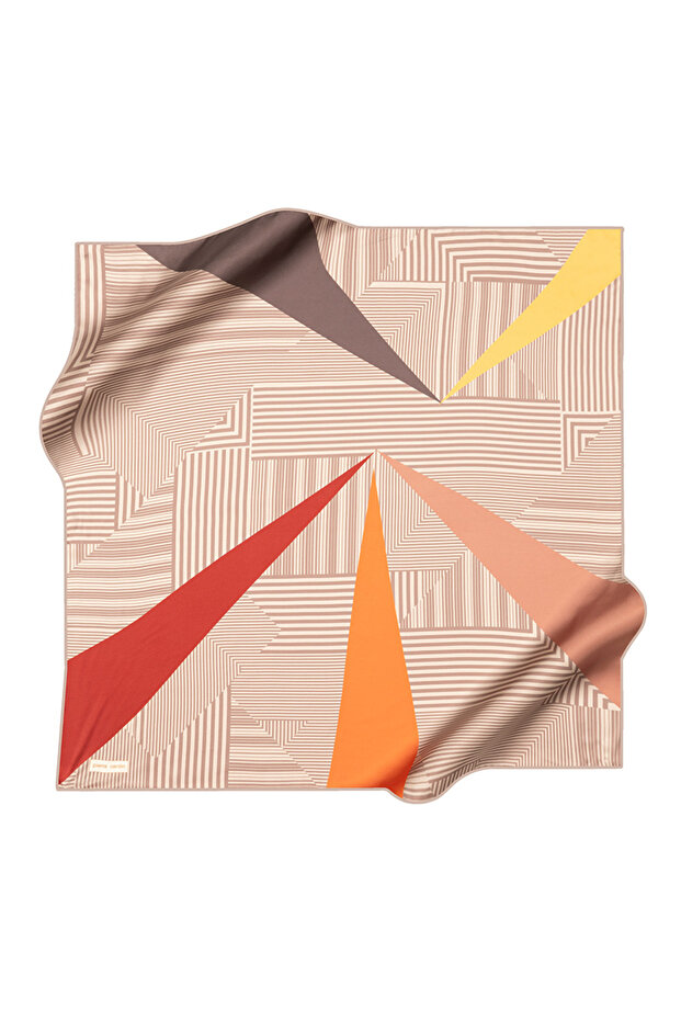 Brown 90X90 Silk Crepe Satin Scarf