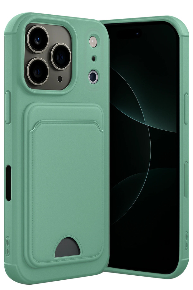 Ilkeshop New iPhone 17 Pro Kelvin Silicone with Business Card Holder - (141211) Green