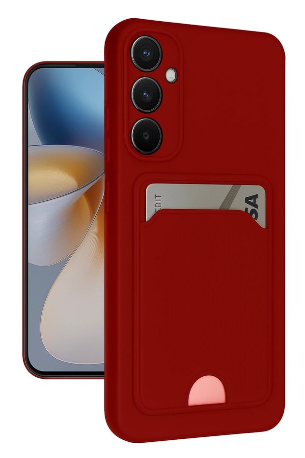 Ilkeshop New Galaxy S24 Fe Case Kelvin Silicone with Business Card Holder (204133) - Red