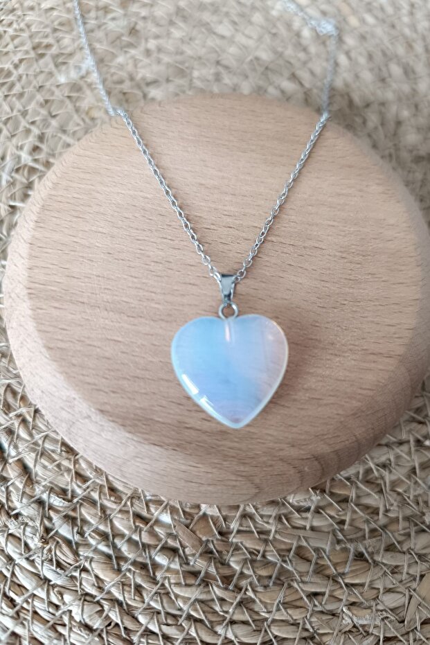Moonstone Necklace Original Moonstone 2cm Size Heart Cut Moonstone Chain Model