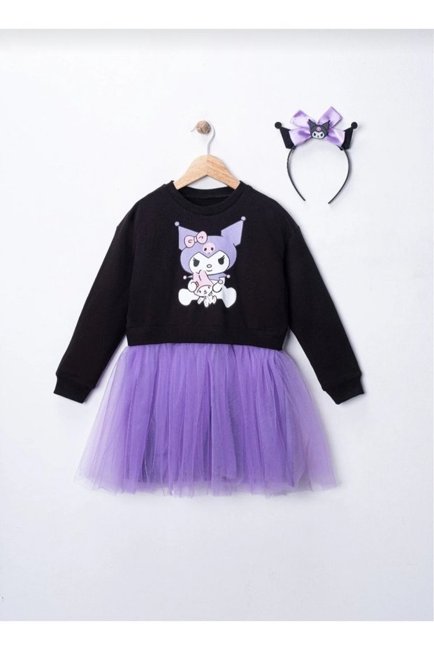 Girl's Black Purple Tulle Dress