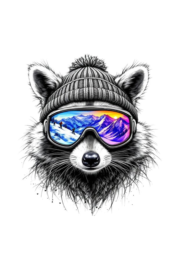 Snowboard Raccoon Sticker Car, Motorcycle, Helmet, Laptop, Glass Sticker 13X11 cm