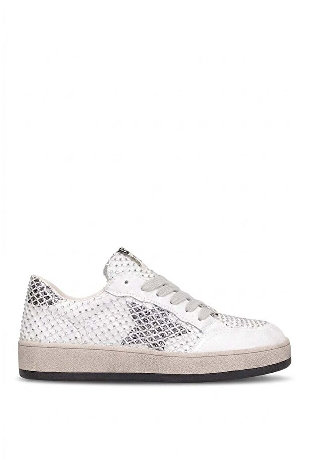 26Y374 Women's Genuine Leather Classic Sneaker Silver