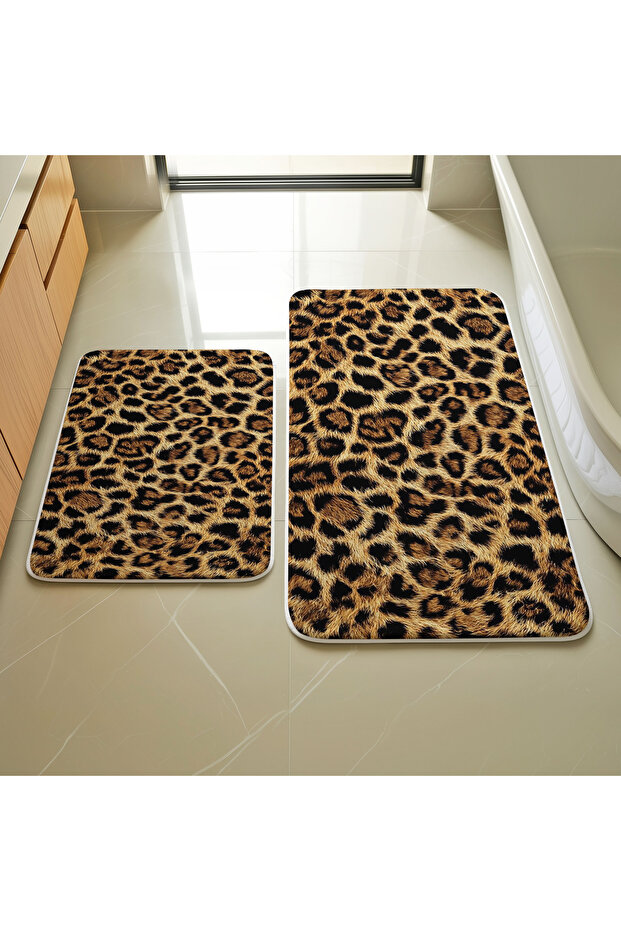 Leopard Pattern Bathroom Rug - 1