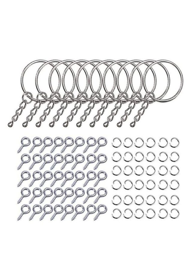 10pcs silver color 10/30/50/100Pcs Keychain Open Jump Rings Eye Pins Jewelry Making Accessories Kits