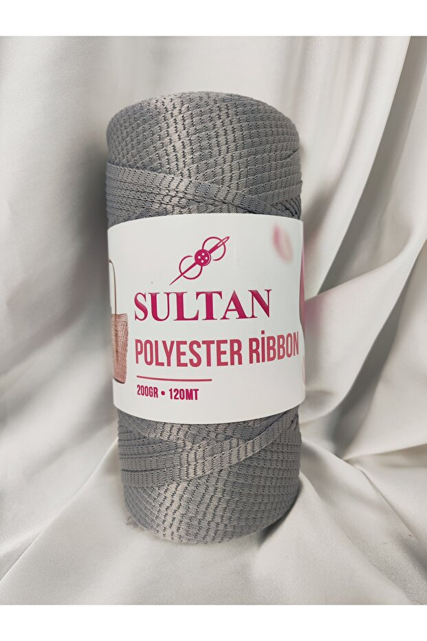 Dark Gray Polyester Ribbon Hand Knitting Yarn 200Gr. (1 Piece) - Color: 650
