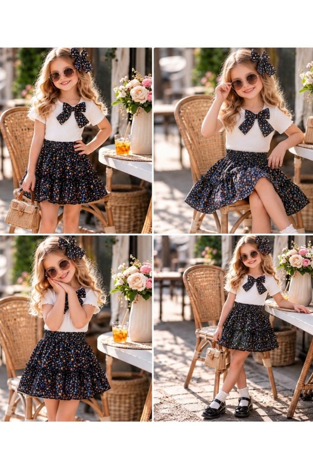 Girl's 3Rd Set Skirt Bodysuit Buckle Birthday Feast Special Occasion Set