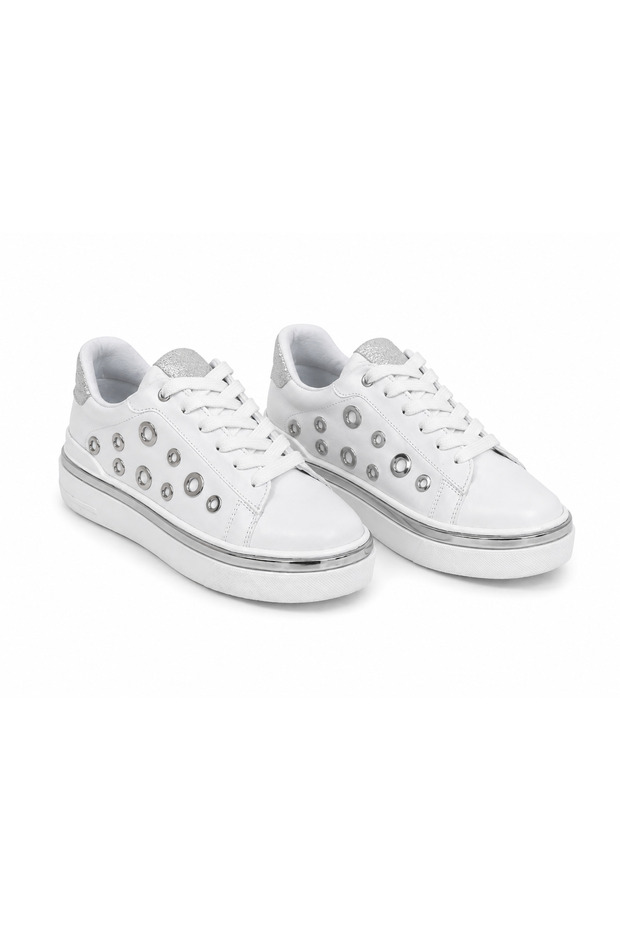 White Women's Daily Thick Sole Sneaker Shoes