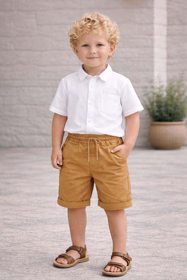 Boy's elastic waist gabardine shorts 1-5 years - 123214