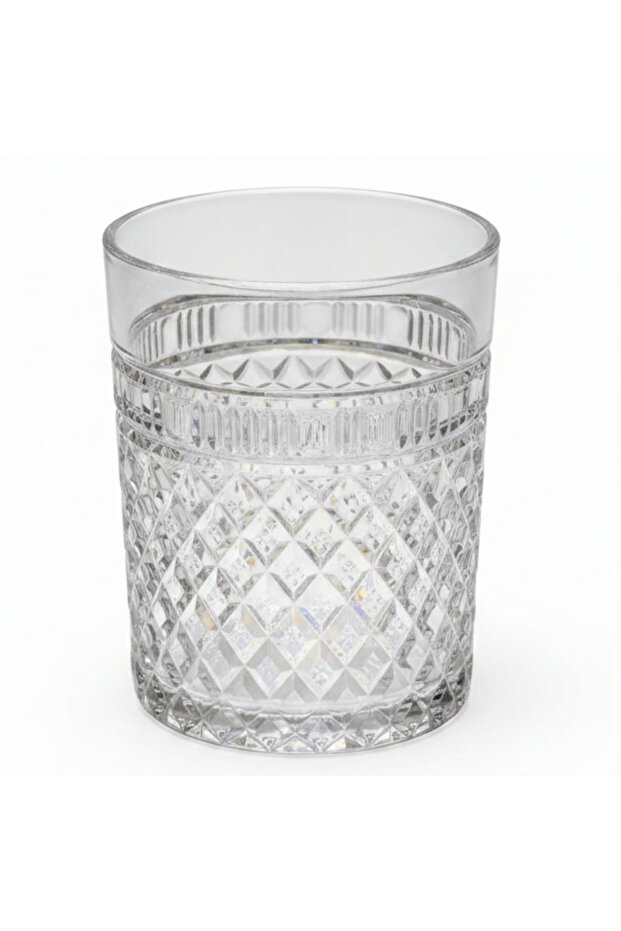 Diamond Cut Clear Acrylic Tumbler Glass - Elegant Crystal Pattern Drinkware for Home & Events 300 ml