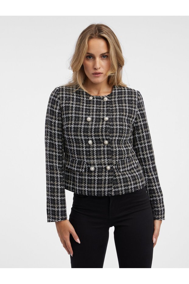 Jachetă neagră de damă cu model