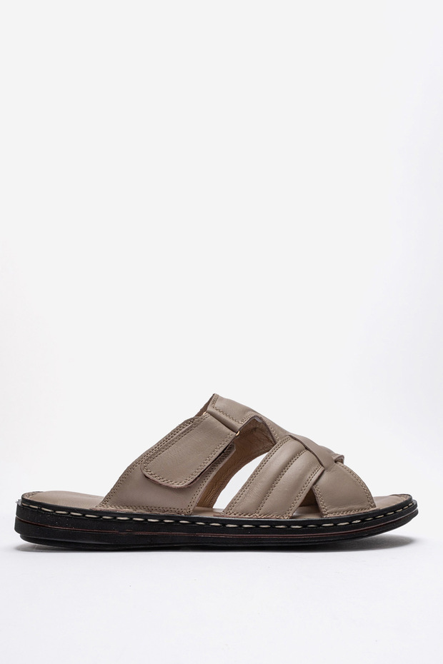 Men's Cross-Strapped Slippers Real Leather Dc 1143 Kum