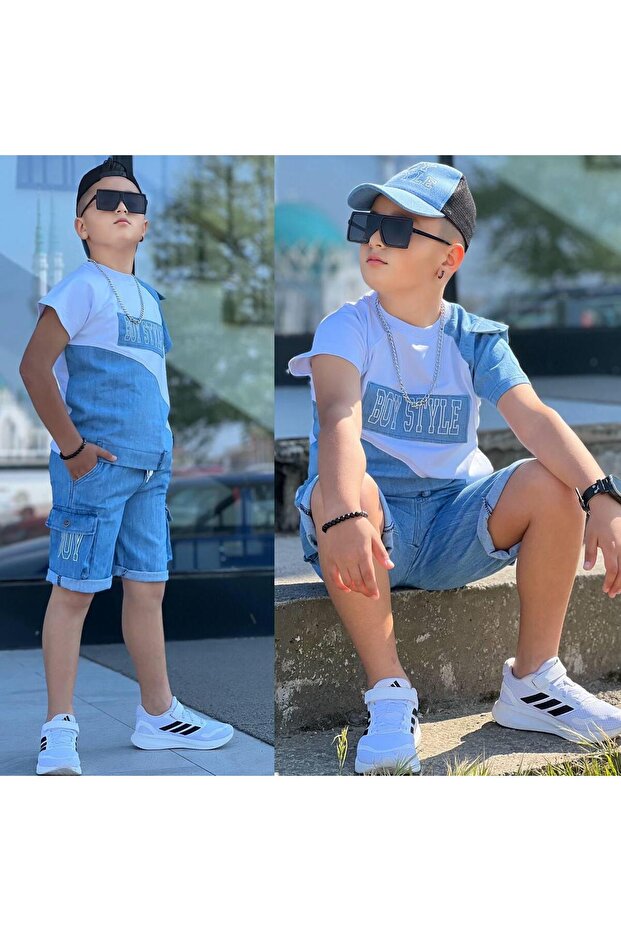 Boy Style Embroidered Shorts and Hat Men's Set