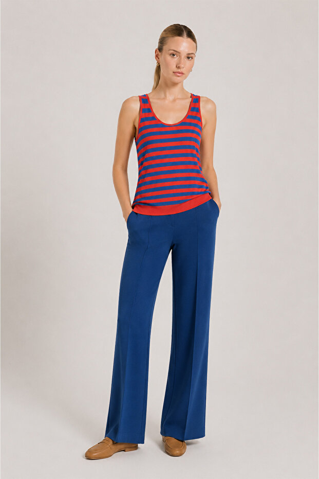 Coral Blue Striped Women's Tank Top