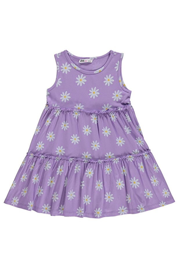 Daisy Patterned Dress for 6-9 Years - Lilac