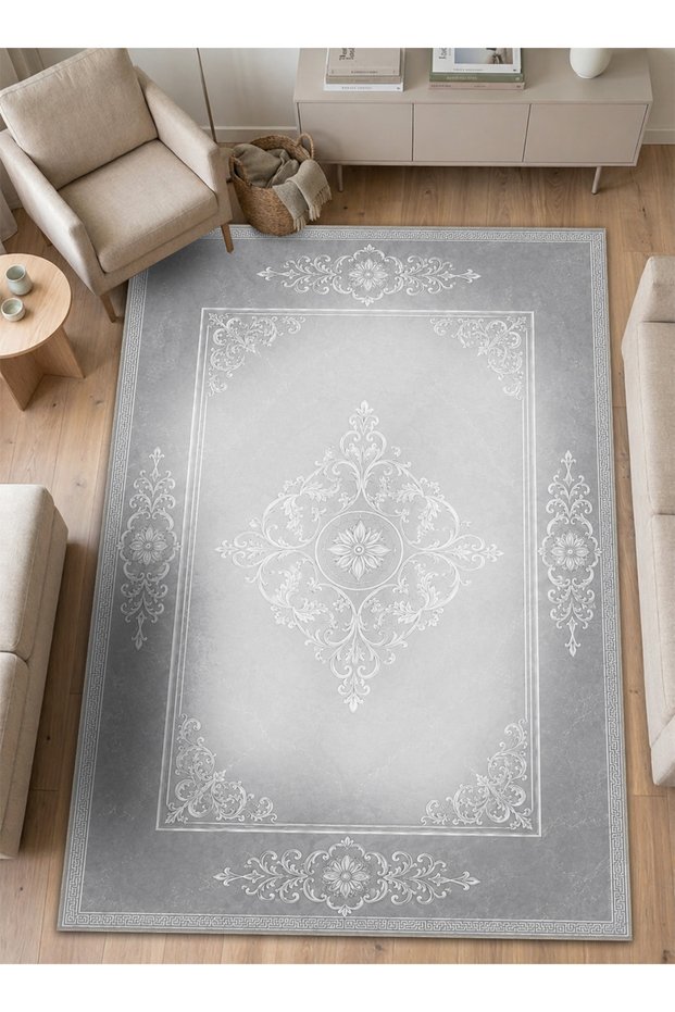 Sdt Traditional Theme Patterned Modern Woven Base Decorative Carpet Sdt1273White