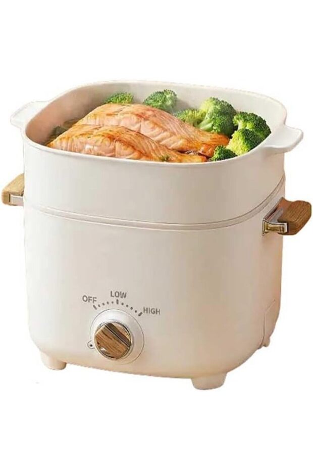 Electric Cooker Multi-Pot, 2.5L Capacity, 1000W Power, 410 Stainless Steel with Non-Stick Coating, Heat-Resistant Glass Lid & Shell, Boil Dry Protection, Multi-Functional for Steaming, Frying & Boili