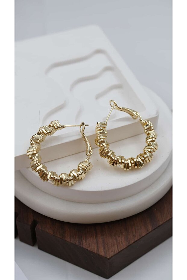 Thick Serrated Detail Hoop Earrings